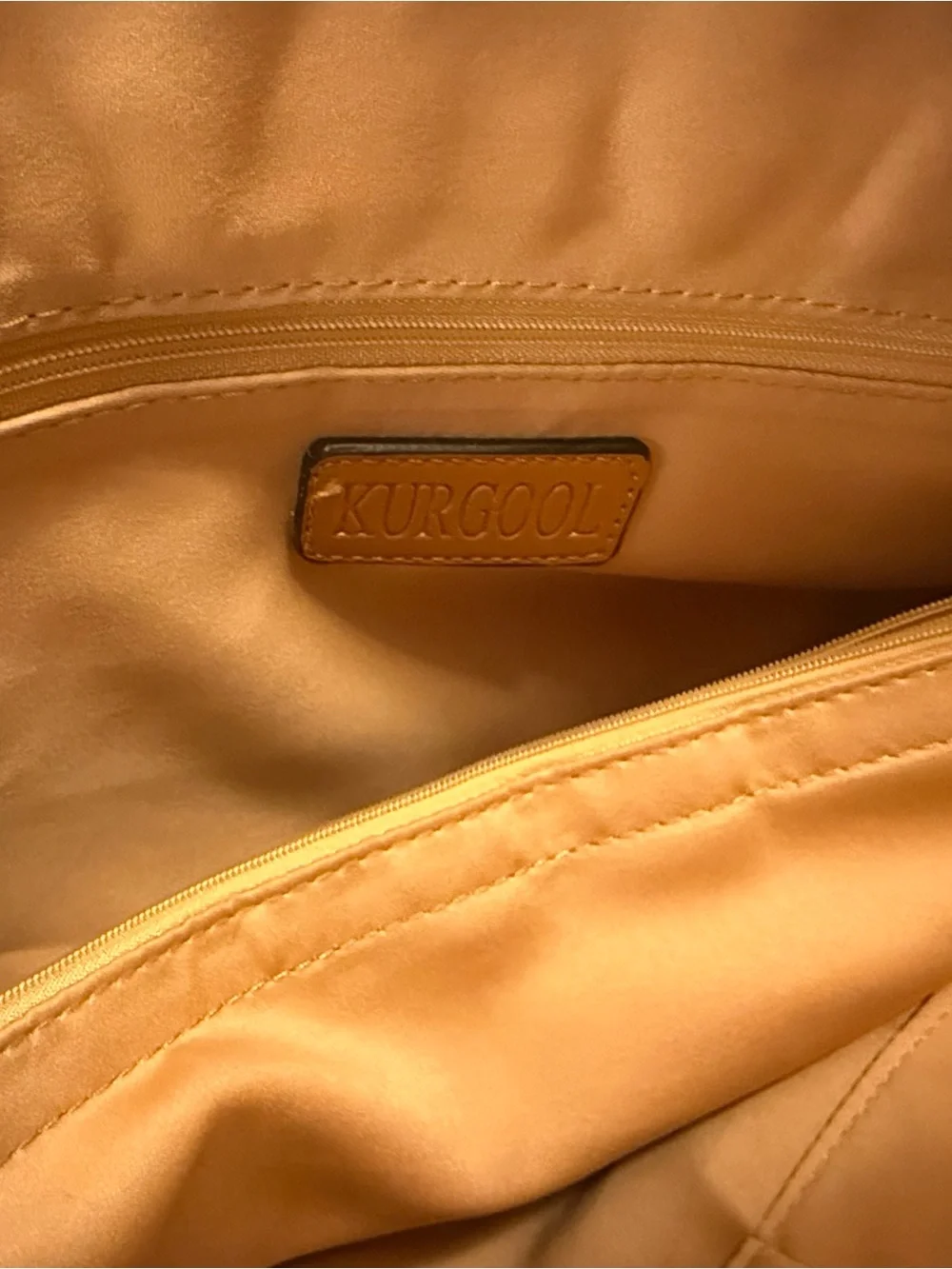 Kurgo Cognac Leather Tote with Honey Trim with wristlet pouch